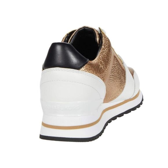 New! MICHAEL KORS Women's Billie Leather Sneakers Trainer Shoes Size 6 Pale Gold - Picture 5 of 15